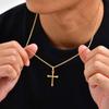 Простая золотистая цепочка с крестом для мужчин, цепочка для свитера с крестом из нержавеющей стали, ювелирный подарок