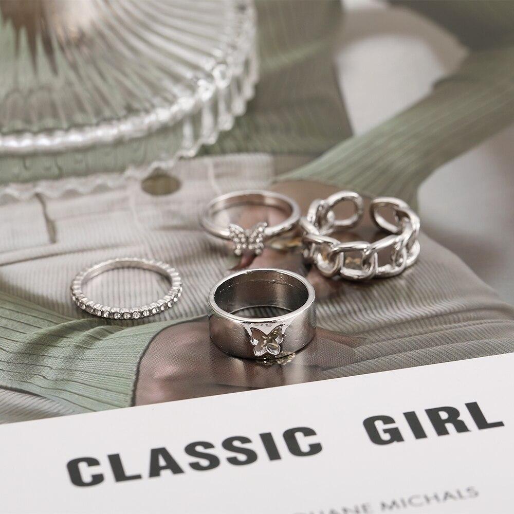 iF ME 4 шт., модное серебряное кольцо в стиле панк с бабочкой для влюбленных, пар, женщин и мужчин, полые кольца с животными, подарки на годовщину, ювелирные изделия