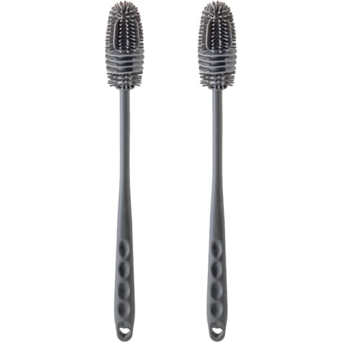 Harukita Bottle Brush, Long Handle, Gap Cleaning, Silicone, for Water Bottles, Thermoses, and Baby Bottles, Set of 2, Gray