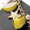 Diamonding Jewelry Creative Summer Beach Women Faux Pearl Starfish Lemon Charm Bracelet Bangle