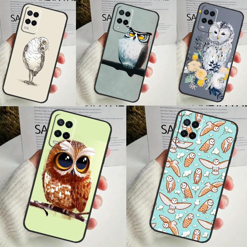 Cute Owl Cartoon For OPPO A17 A77 A58 A78 A98 A15 A5 A9 A96 A76 A16 A54 A74 A94 A52 A72 A79 A57S A53S Case