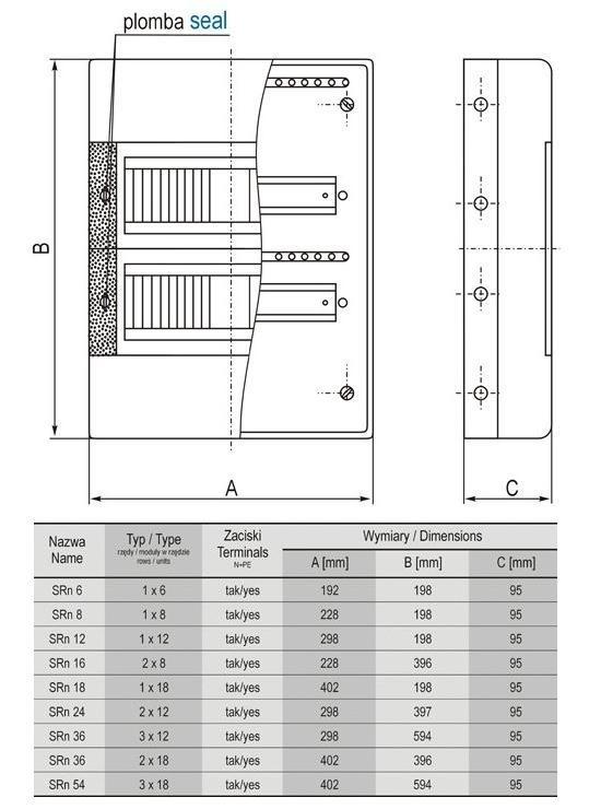 Rozdzielnica Natynkowa Srn-12 (N+Pe) 1X12