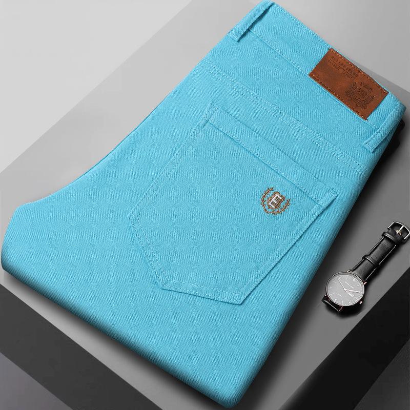 Мужские джинсы слим-фит цветные летние универсальные трендовые повседневные стрейч модные дизайнерские брюки