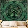 Green Tree of Life Tapestry for Bedroom Boho Mandala Tree Wall Art Tapestries Aesthetic Hippie Nature Floral Backdrop Poster