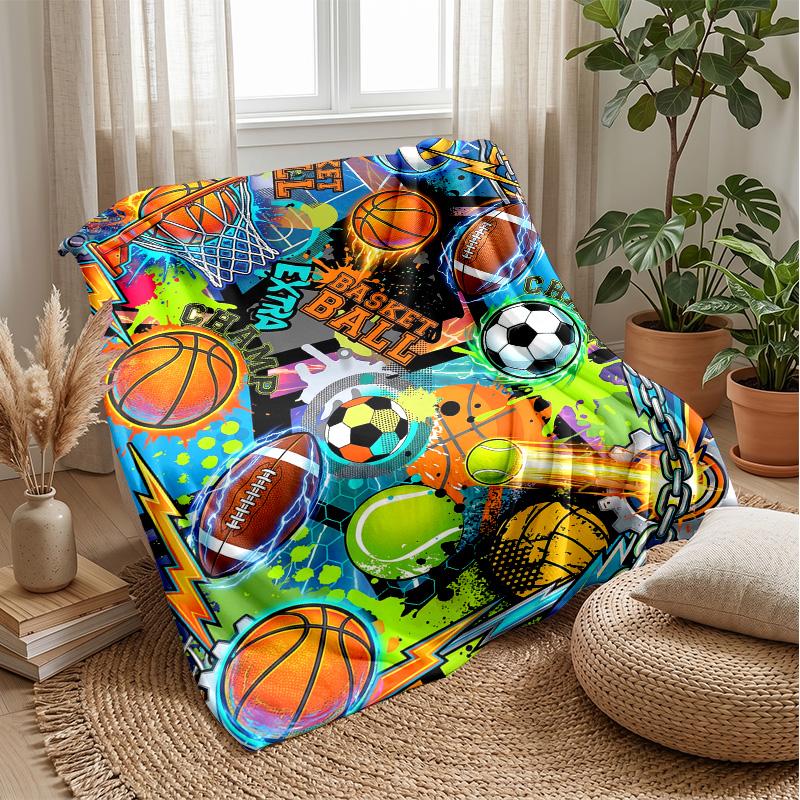 Sports Ball Chaos Theme blanket Lightweight Warm Flannel Blanket Decorative Throw Blanket for Home Decoration