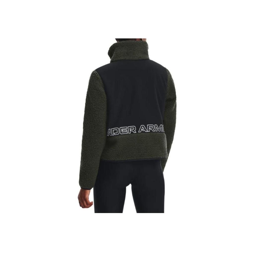 Under Armour Fleece Panel Letter Logo Print Jacket Women Jackets Green 1357479-310