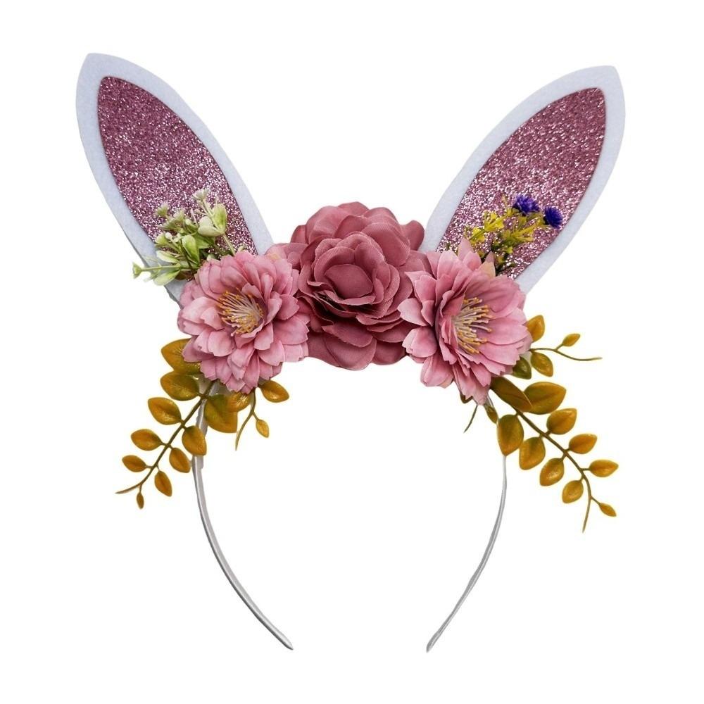 Colorful Bunny Ears Hair Hoop Floral Cosplay Headbands Funny Happy Easter Headdress  Holiday Decor
