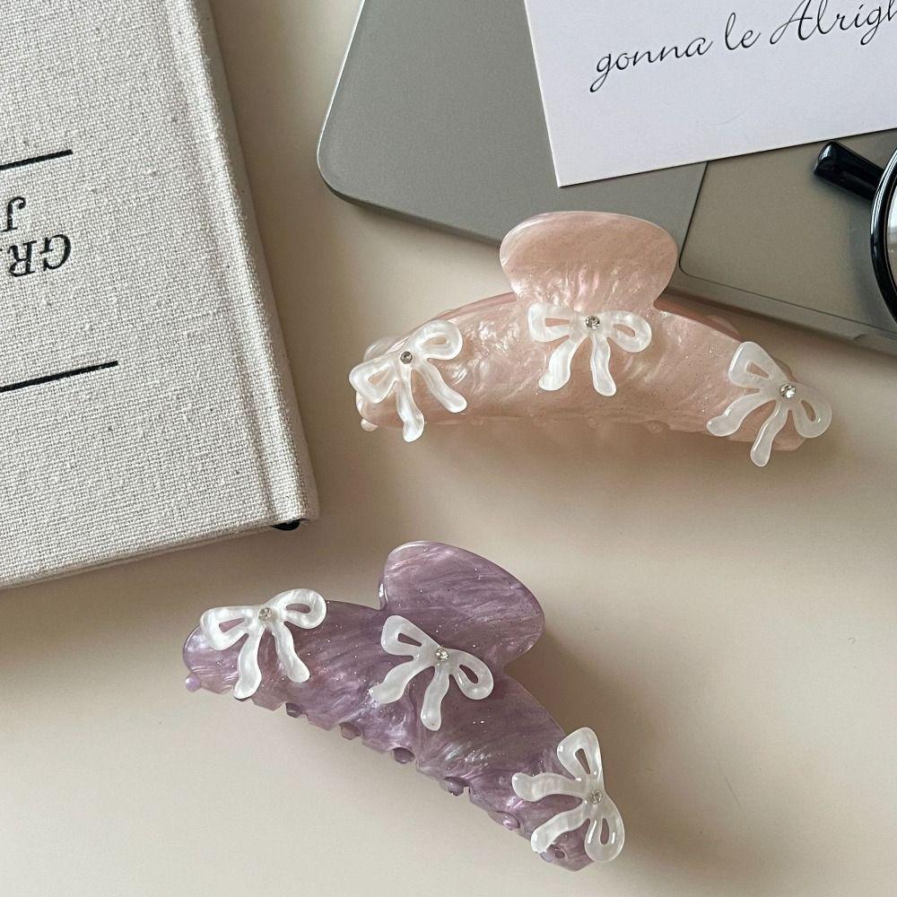 Barrette Bow Hair Claw Ballet Acetic Acid Shark Clip Sweet Zircon Hairpin  Travel