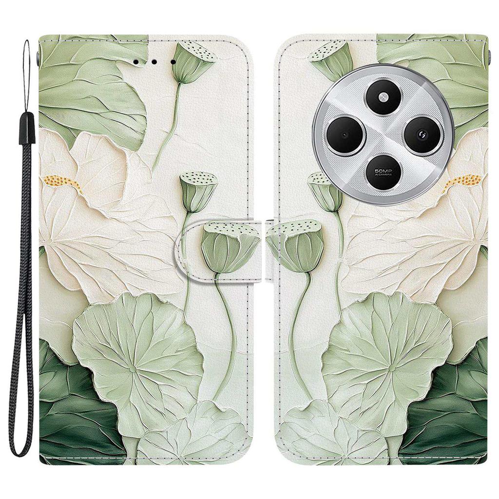 Чехол-кошелек для Xiaomi Poco C75 4G/Redmi 14R 5G/14C 4G с принтом, кожаная подставка, чехол для телефона со шнурком