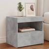 VidaXL Bedside Table with LED Lights, Bedside Cabinet with Storage, Nightstand, Night Cabinet, Modern, Concrete Grey 836769