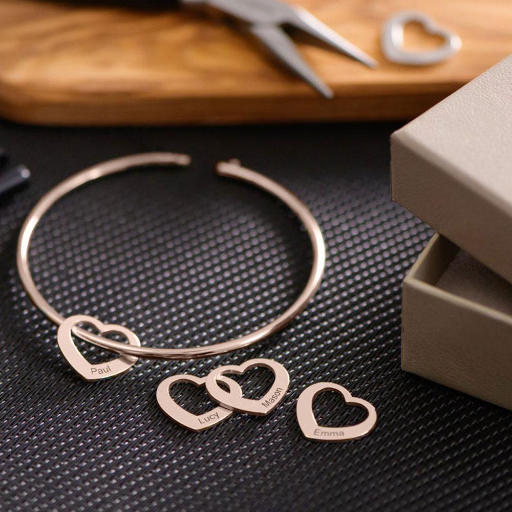 Fils новый заказ гравировка имя сердце подвески браслеты для женщин персонализированный браслет из нержавеющей стали по индивидуальному заказу DIY ювелирные изделия