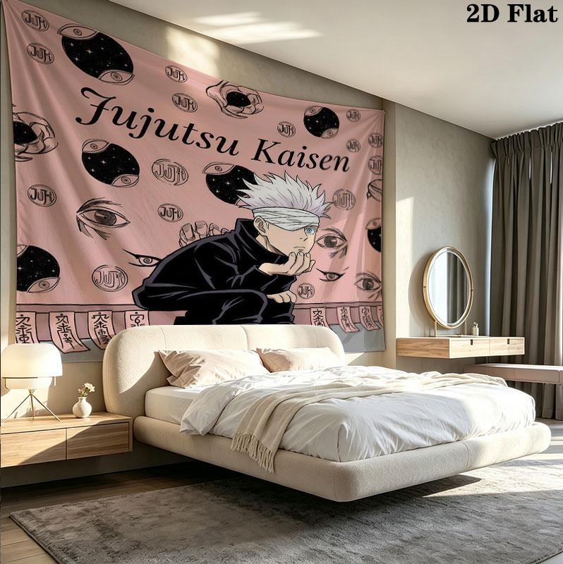 Jujutsu Kaisen Wall Tapestry Aesthetic Wall Hanging Printed Fabric Blanket Decorative Tapestries For Bedroom Living Room Home Decor