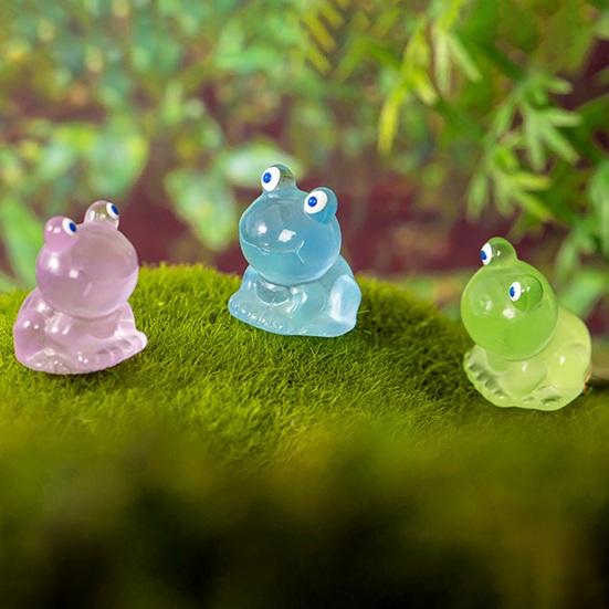 5Pcs Frog Ornaments Vivid Image  Resin Miniature Landscape Ornament Colorful Glow-in-the-Dark Frog Home Supplies