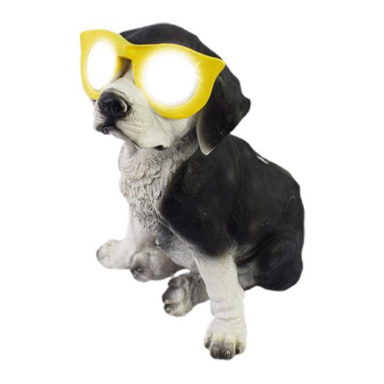 Солнечная статуя собаки в очках, смоляная солнечная лампа для щенка, садовый декор, солнечный светильник для собак, работающий на солнечной энергии, для дома, двора, патио, газона, дорожки
