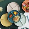 4pcs/set Breakfast Plate 9inch Eco-Friendly Divided Plate Fruit Salad Food Tray Dinner Plate Compartment Plate Dinnerware Plates