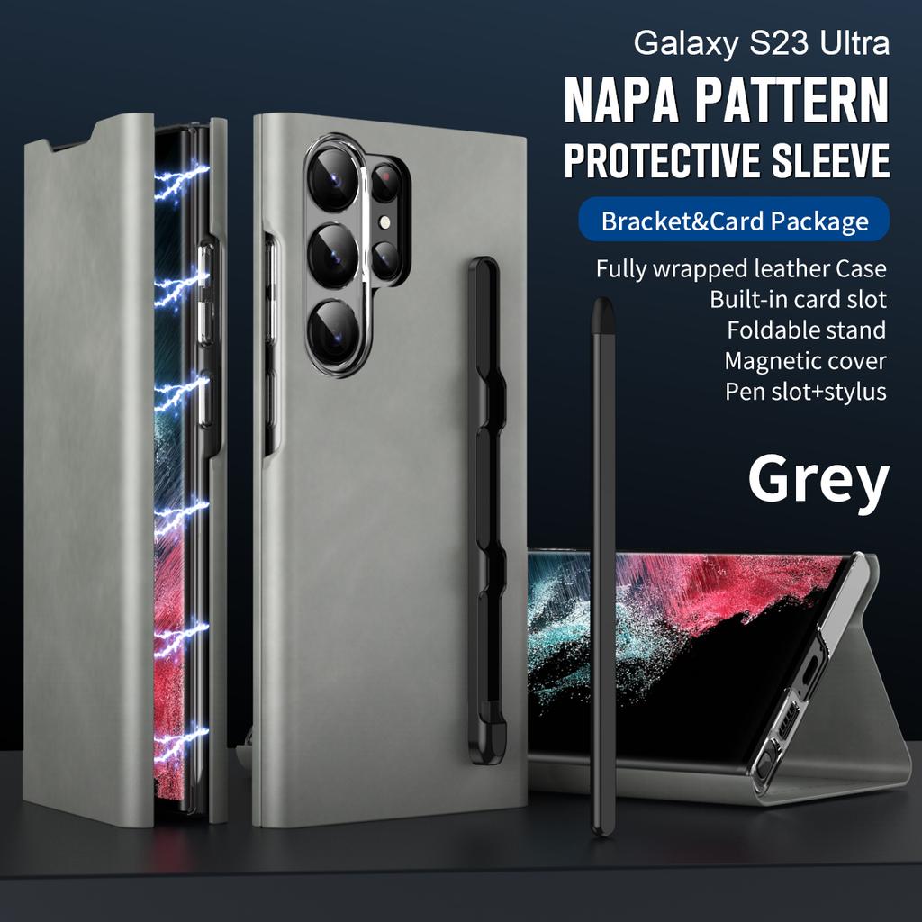 Чехол с держателем S Pen для Samsung Galaxy S23 Ultra S22 Plus S21, чехол-кошелек, кожаный флип, магнитная подставка, зажим для карт, защитный чехол для сумки