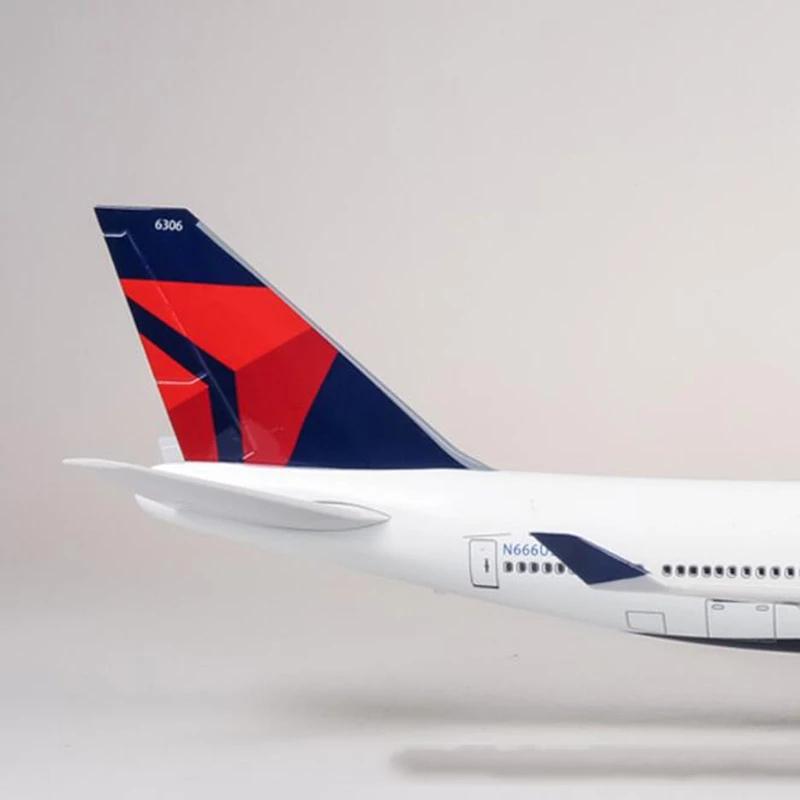 Дисплей Модель самолета Самолет 747 Delta Airlines Масштаб 1/150 47 см B747 Набор самолета Смола Современное украшение дом хэллоуин