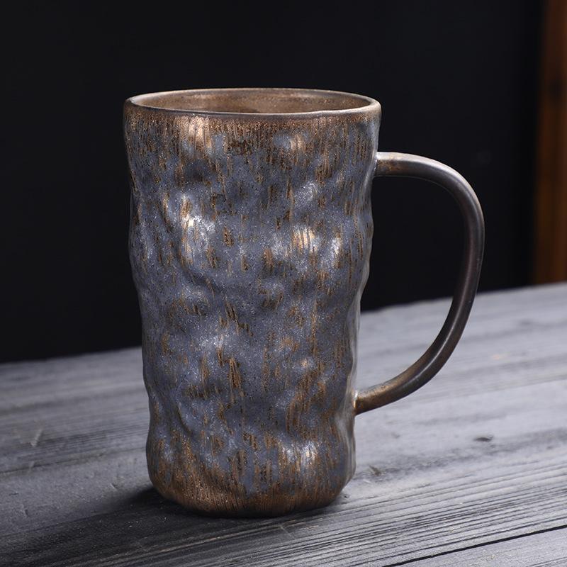 800Ml large capacity mug water cup ceramic cup Japanese retro coarse pottery coffee cup breakfast cup beer cup