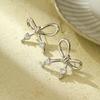 Minimalist Bowknot Hoop Earrings Stainless Steel Gold Silver Plated Hollow Bow Drop Earrings for Women Daily Jewelry