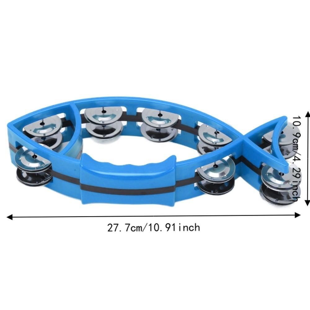Metal+Plastic Hand Tambourine Blue/Red Musical Rhythm Instrument Party Music