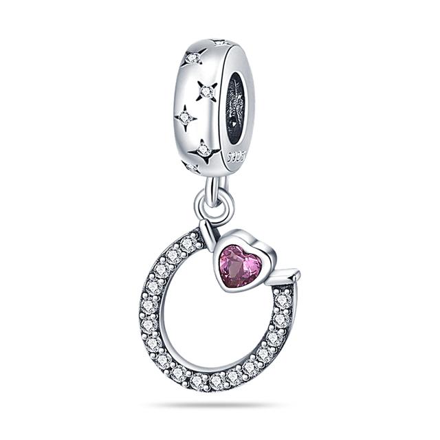 925 Silver Color Zirconium Heart Shape Charms Beads Feather Perfume Bottle Music Dangle Fit Bracelet Necklace Jewelry