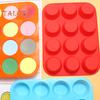 Round Silicone Muffin Mold 12 Cavities Food Grade Easy Release Cake Chocolate Candy Ice Cube DIY Baking Mold Kitchen Supplies