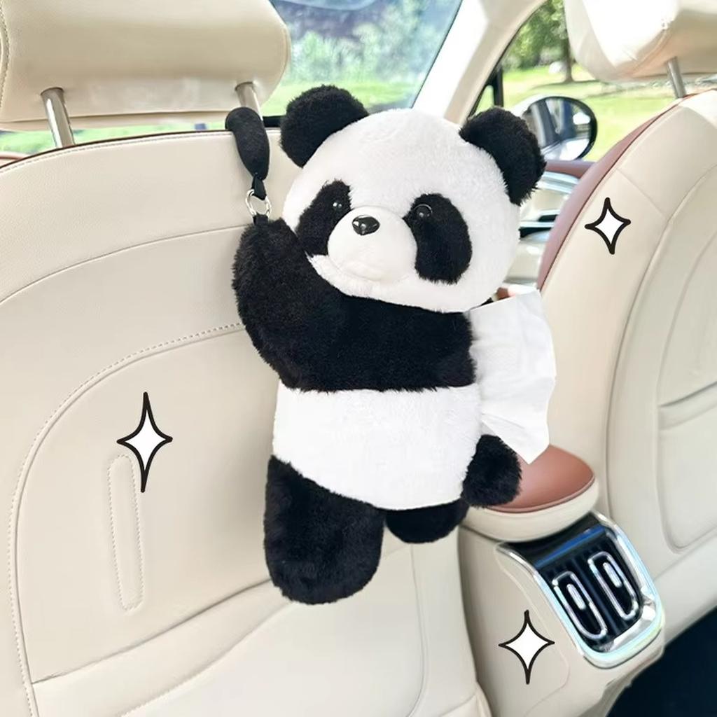 Plush Car Tissue Holder Boxes Car Backseat Hanging Tissue Bag Box Plush Holder Cover Auto Toys Interior Decoration