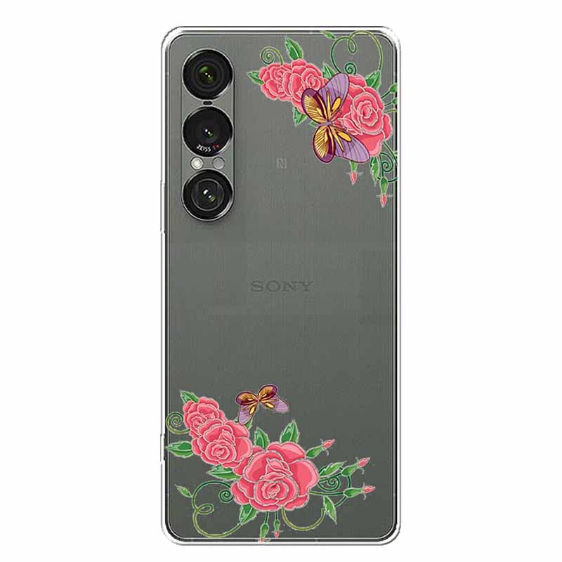 Прозрачный чехол с цветами для Sony Xperia 1 VII 5G, чехол-бампер из мягкого ТПУ-силикона для Sony Xperia1 VII, прозрачный чехол Sony1VII