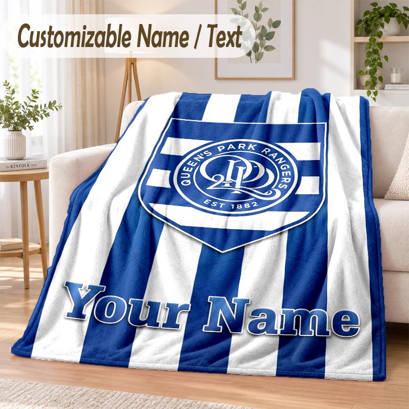 Custom Text Flannel Blanket Queens Park Rangers FC Print Warm Cozy Blanket Home Sofa Bedding