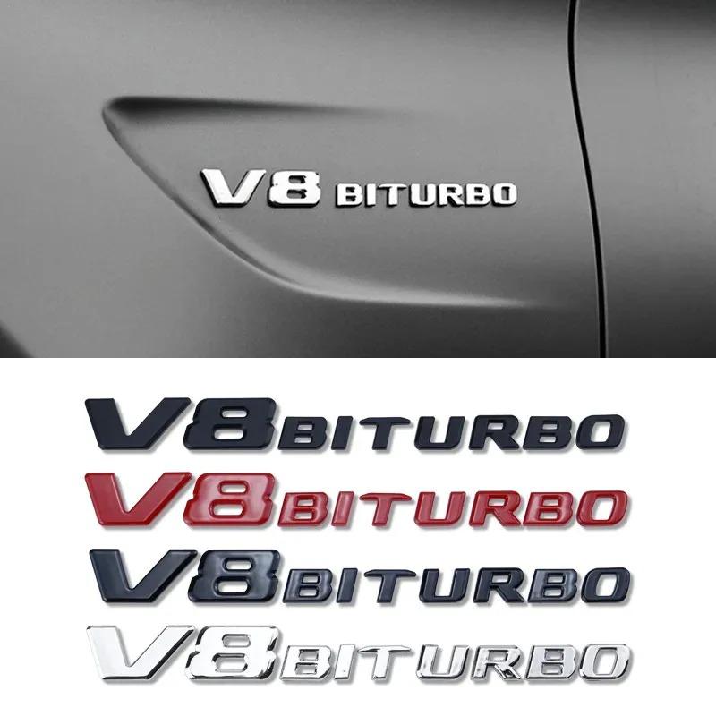 V8 BITURBO Letter 3D ABS Car Sticker for Mercedes Benz Twin Turbo Logo Fender Modification Label Decorative Decal AccessoriesRR1