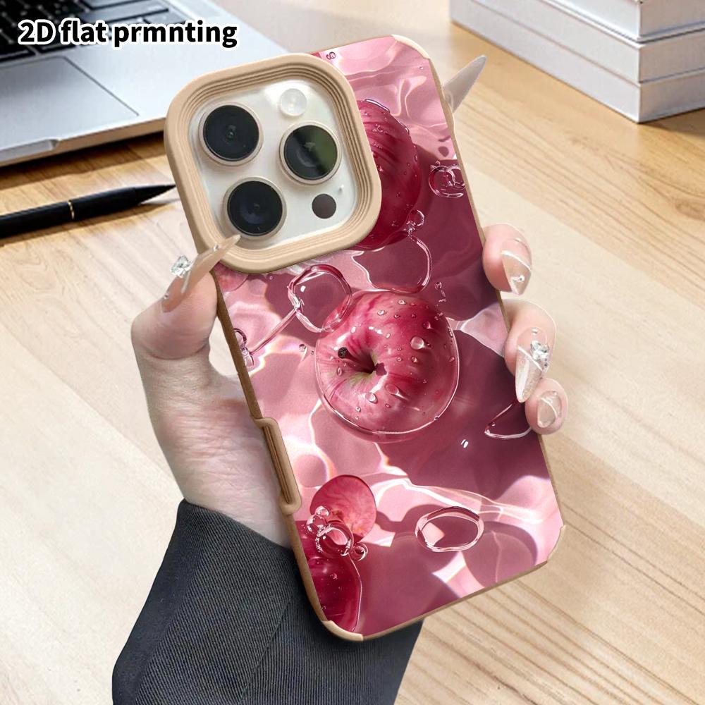 Чехол для телефона: 2D плоская кожаная подкладка для iPhone 18, 17, 16, 15, 14, 13 Pro, защитный чехол-пленка, красный блестящий Apple, Рождественский и Хэллоуинский подарок