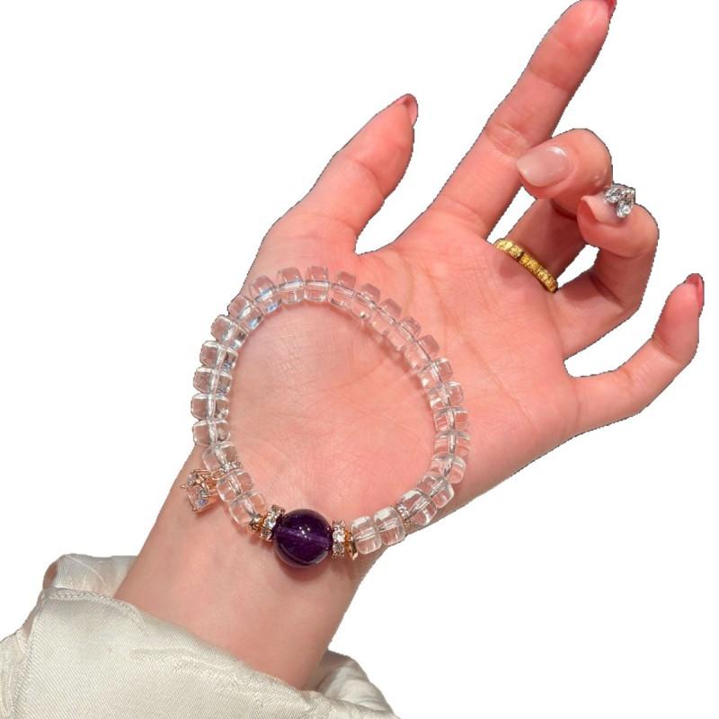 Rose Gold Dream Original Natural White Crystal Beaded Bracelet Sparkly Fashion Jewelry Women