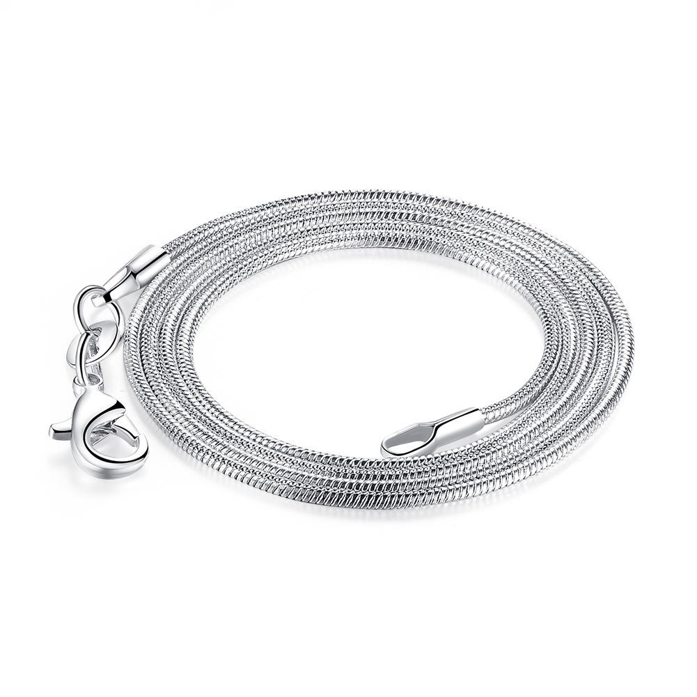 1Mm Snake Bone Chain Snake Chain, Silver Jewelry Women'S Collarbone Necklace New Accessories