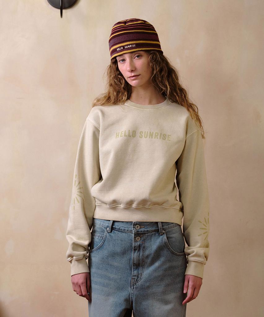 HELLO SUNRISE Ethnic Symbol Sweatshirt(W)_Sand Beige