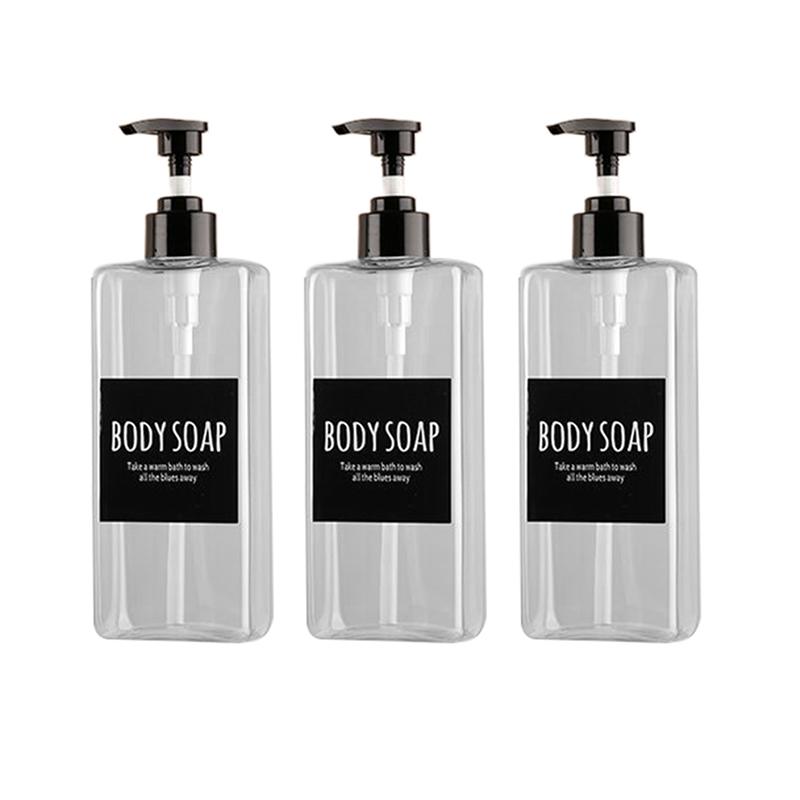 3 шт. 500 мл квадратный дозатор для мыла, многоразовая бутылка с водонепроницаемыми этикетками для жидкого мыла, лосьона, шампуня и кондиционера