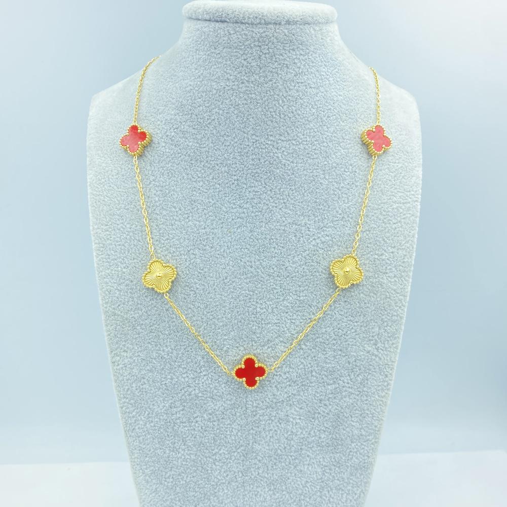 13MM Titanium Steel 5 Flowers Necklace Fashion Titanium Steel Four Leaf Clover Ladies Necklace