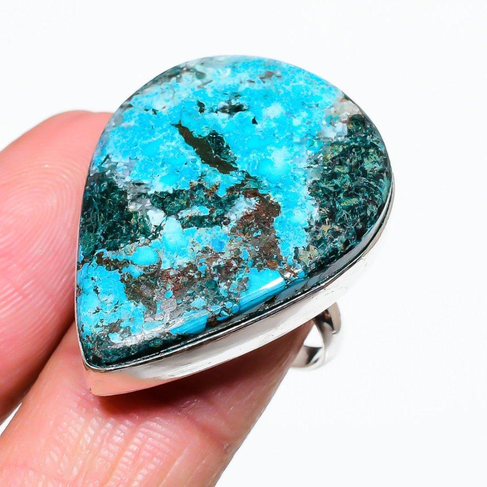 Подарочное кольцо из серебра 925 пробы с натуральным тибетским бирюзовым камнем, размер 10 Z3M59