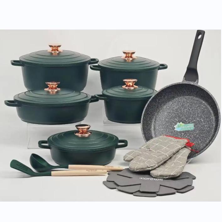 Набор кухонной посуды Donnor из 18 предметов с антипригарным покрытием из маifanского камня с алюминиевыми крышками