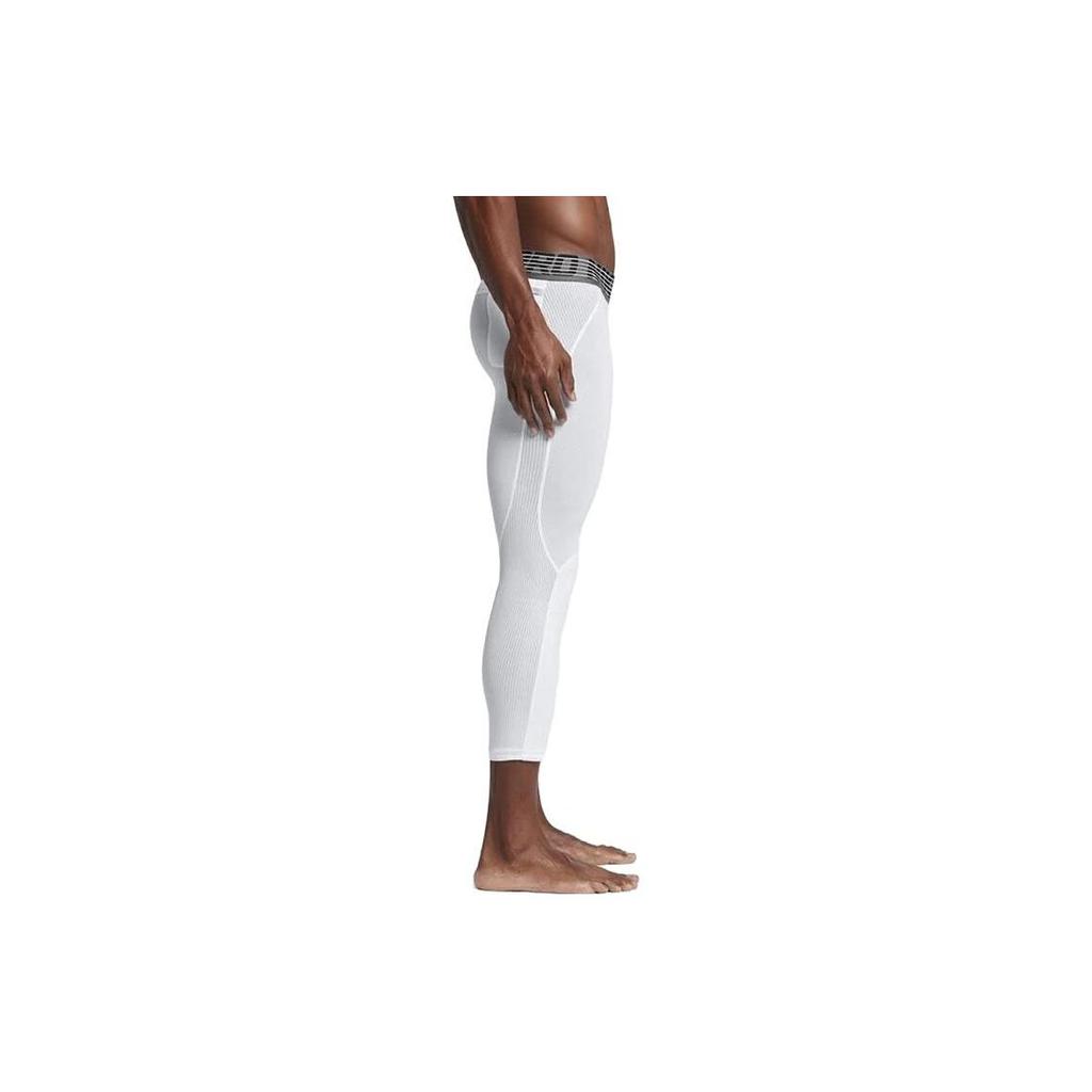 Nike Баскетбольные тренировочные брюки Pro Hypercool Letter Waistband с компрессионным эффектом три четверти, мужские штаны, белые 891835-100