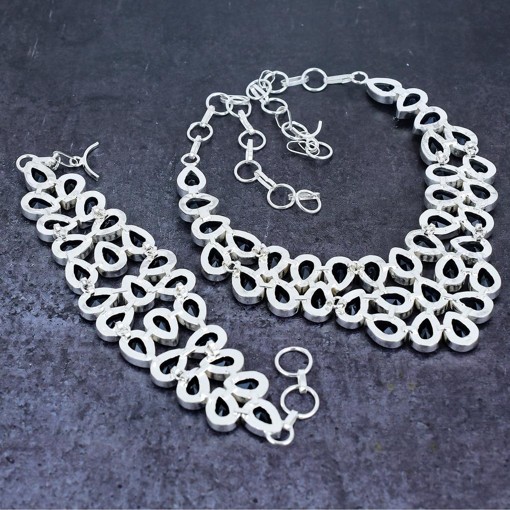 Natural London Blue Topaz Gemstone 925 Sterling Silver Jewelry Set A3L01