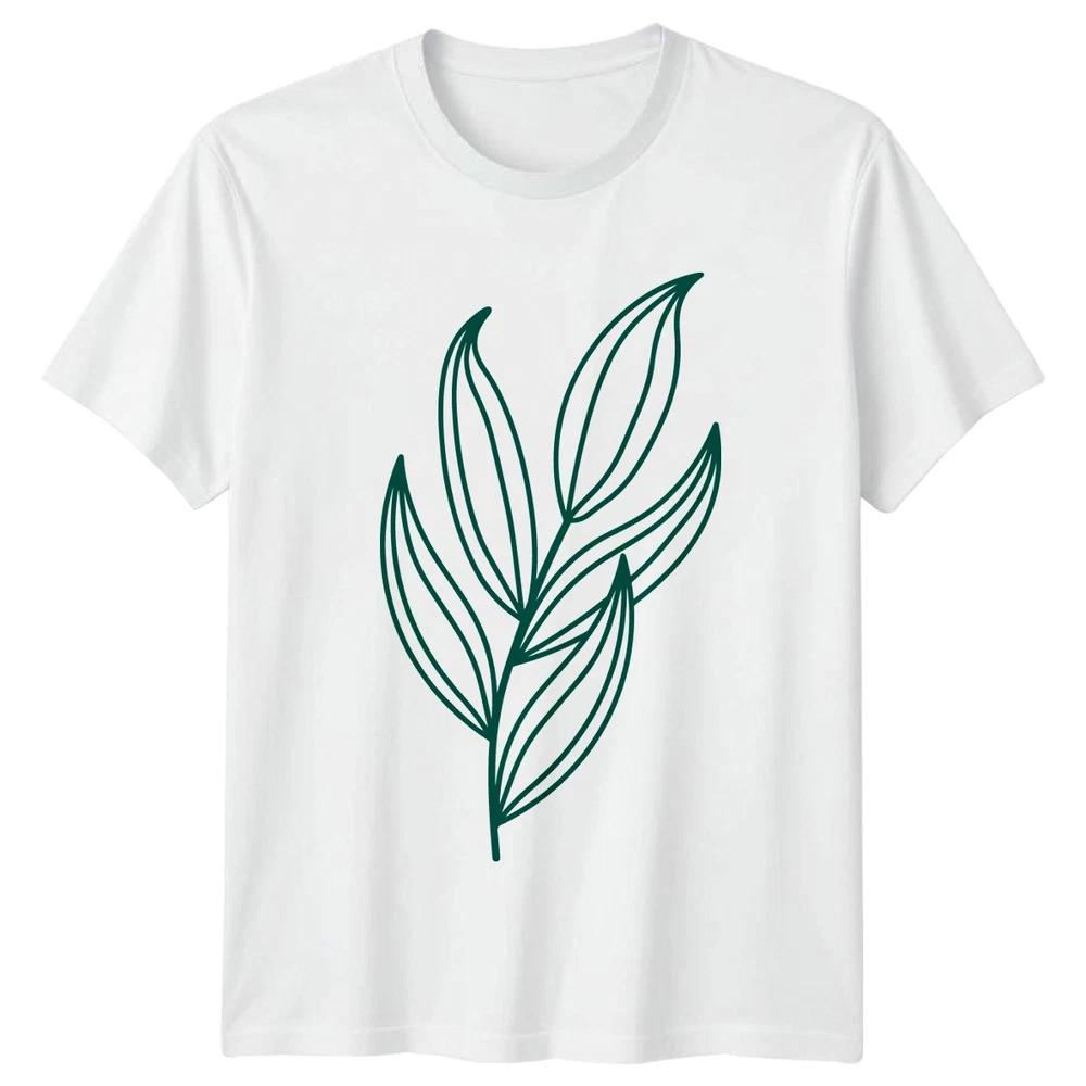 Hand Drawn Leaves Unisexs TShirt Minimalist Leaves Gardening Birthday Gift