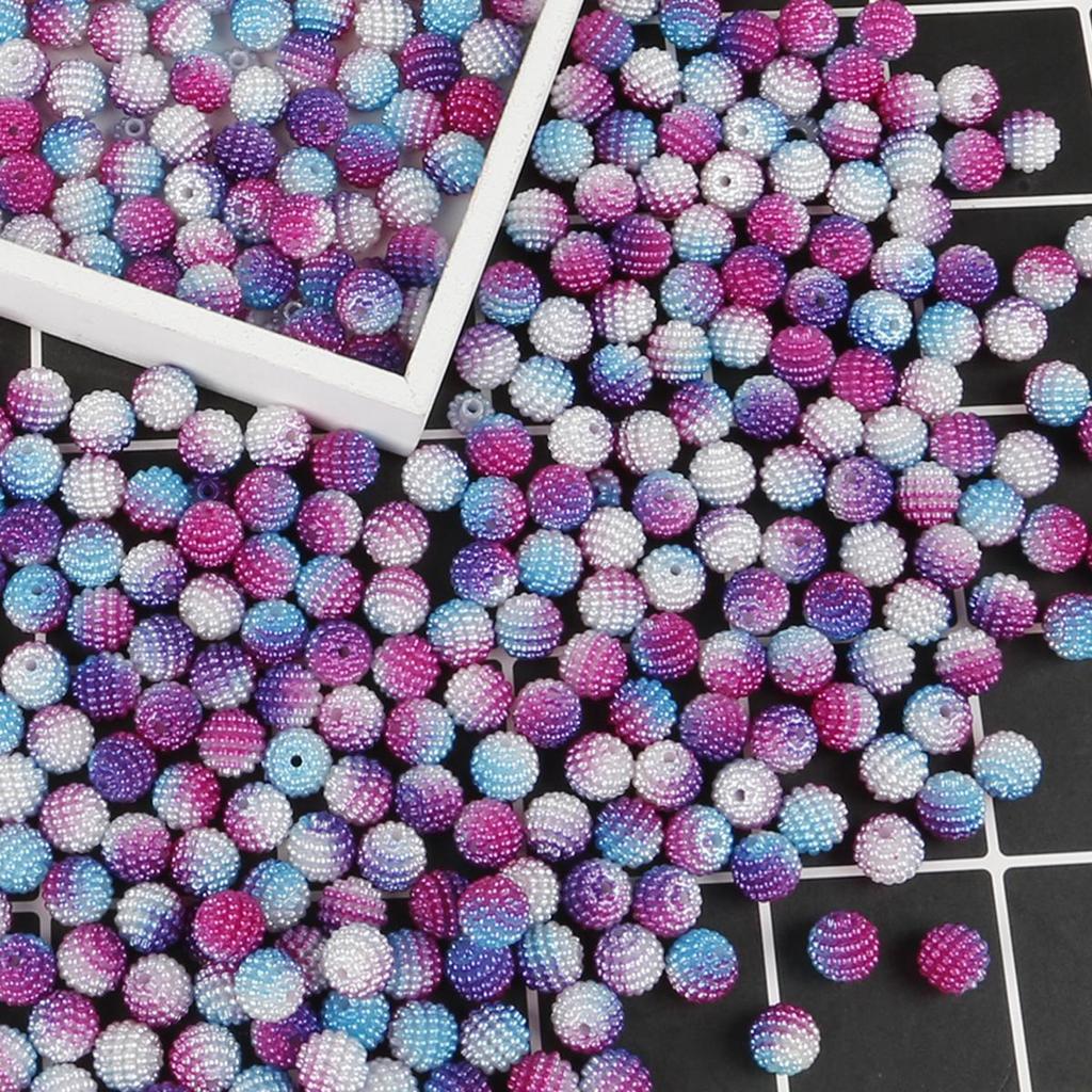 10mm 50pcs Acrylic Bayberry Gradient Color Round Loose Beads for DIY Jewelry Making
