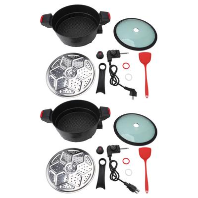 Электрическая сковорода и сотейник 1500 Вт из нержавеющей стали с антипригарным покрытием Многофункциональная микроскороварка