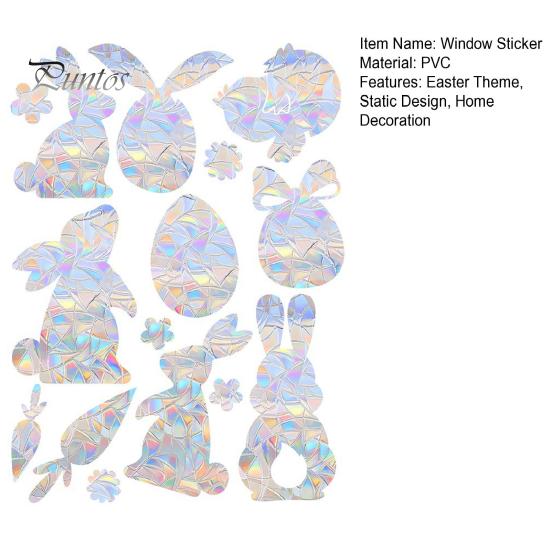 1/3 листа пасхальная наклейка на окно водонепроницаемая ПВХ голографическая наклейка на стекло в виде ловца солнца кролика, яйца, цветка, праздничная наклейка для украшения вечеринки