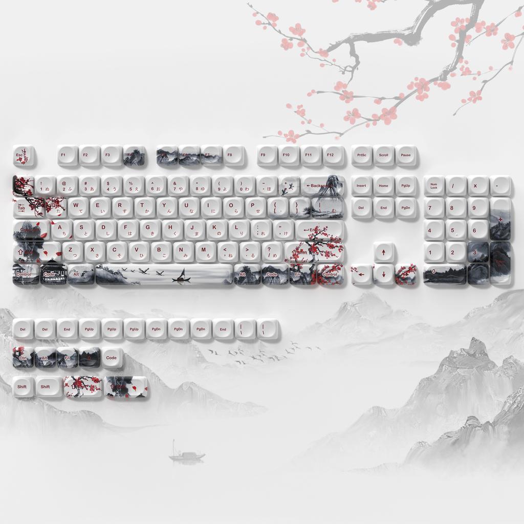 Xiaomi 132 Keys Green 5 Sides Dye Sublimation PBT Keycaps Cute MOA Profile Keycaps for Cherry Gateron MX Switches Mechanical Keyboards