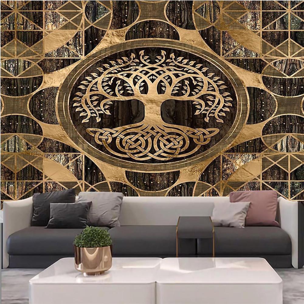 Настенный фоновый тканевый гобелен с вороной, медитация, психоделический рунный художественный настенный психоделический абстрактный гобелен