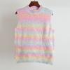 Экспорт Осень и Зима Радужные Полосы Градиент Цвет Стильный Пуловер Без Рукавов Трикотажный Свитер Жилет Куртка Топы Женские