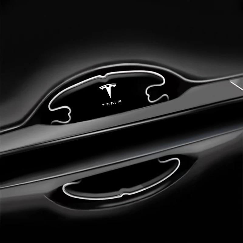 ahsgp6 4pcs Transparent Car Door Handle Anti Scratches Sticker Protector Film for Tesla TMX TMS 2016-2020 Decals Model 3 Model X S TM3