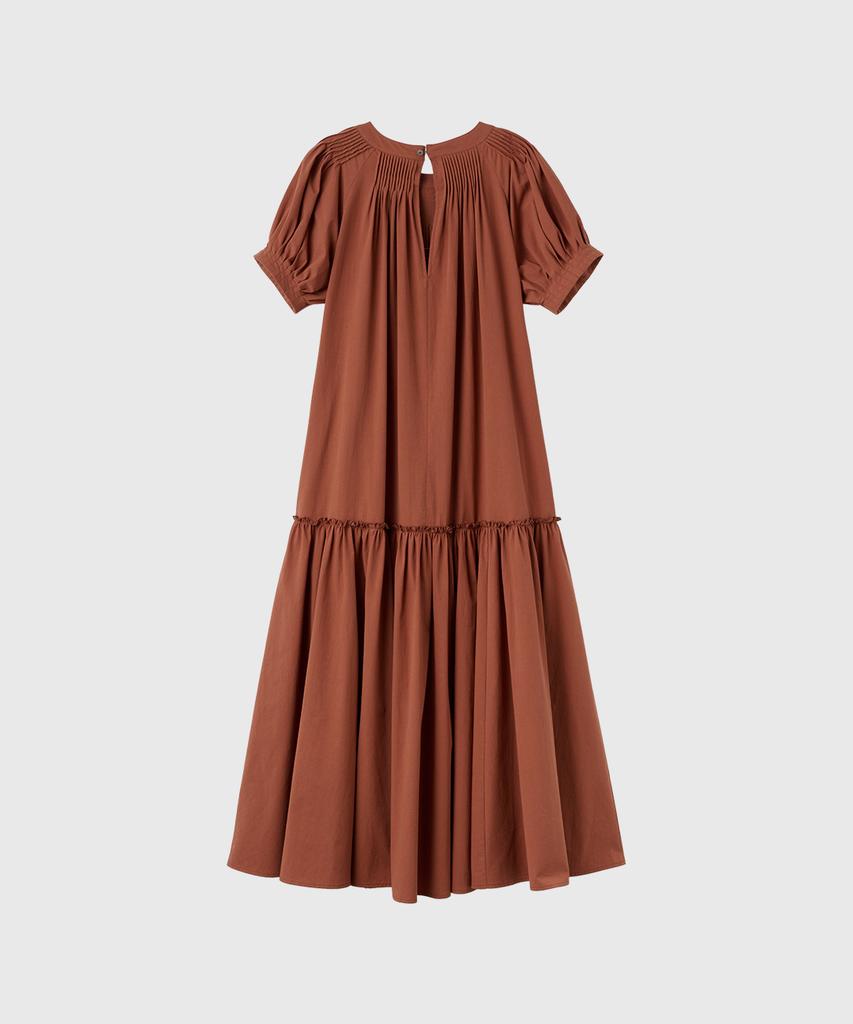 General Idea Puff Sleeve Pintuck Long Dress [Brick] / Gf2Lop520