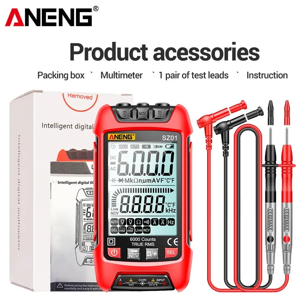 Portable Intelligent Digital Multimeter 6000 Count  ANENG SZ01 AC/DC Current Voltage Tester Electric Capacitance Meter Electrician Tools with Lights